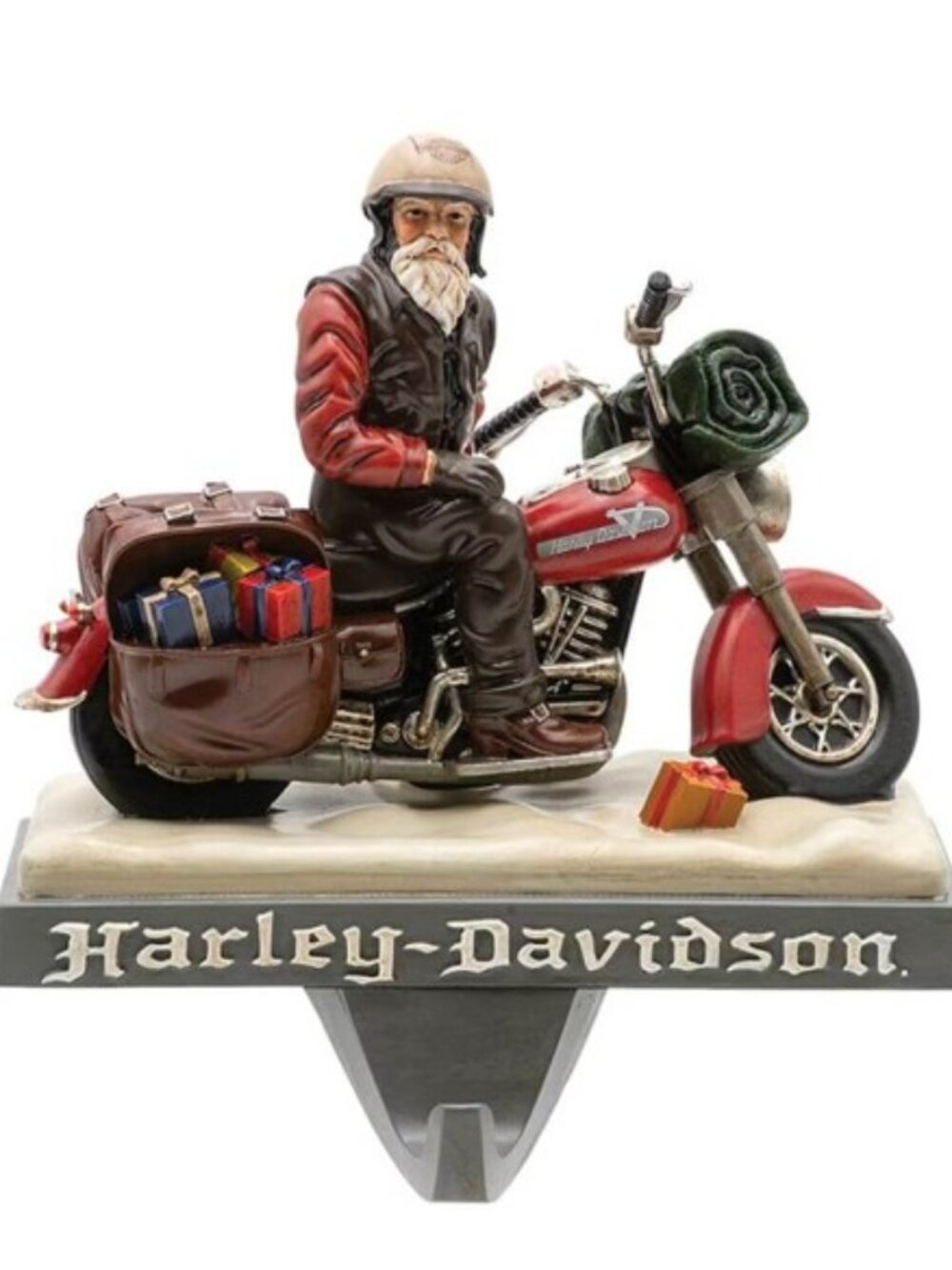 HARLEY-DAVIDSON BIKER SANTA STOCKING HOLDER